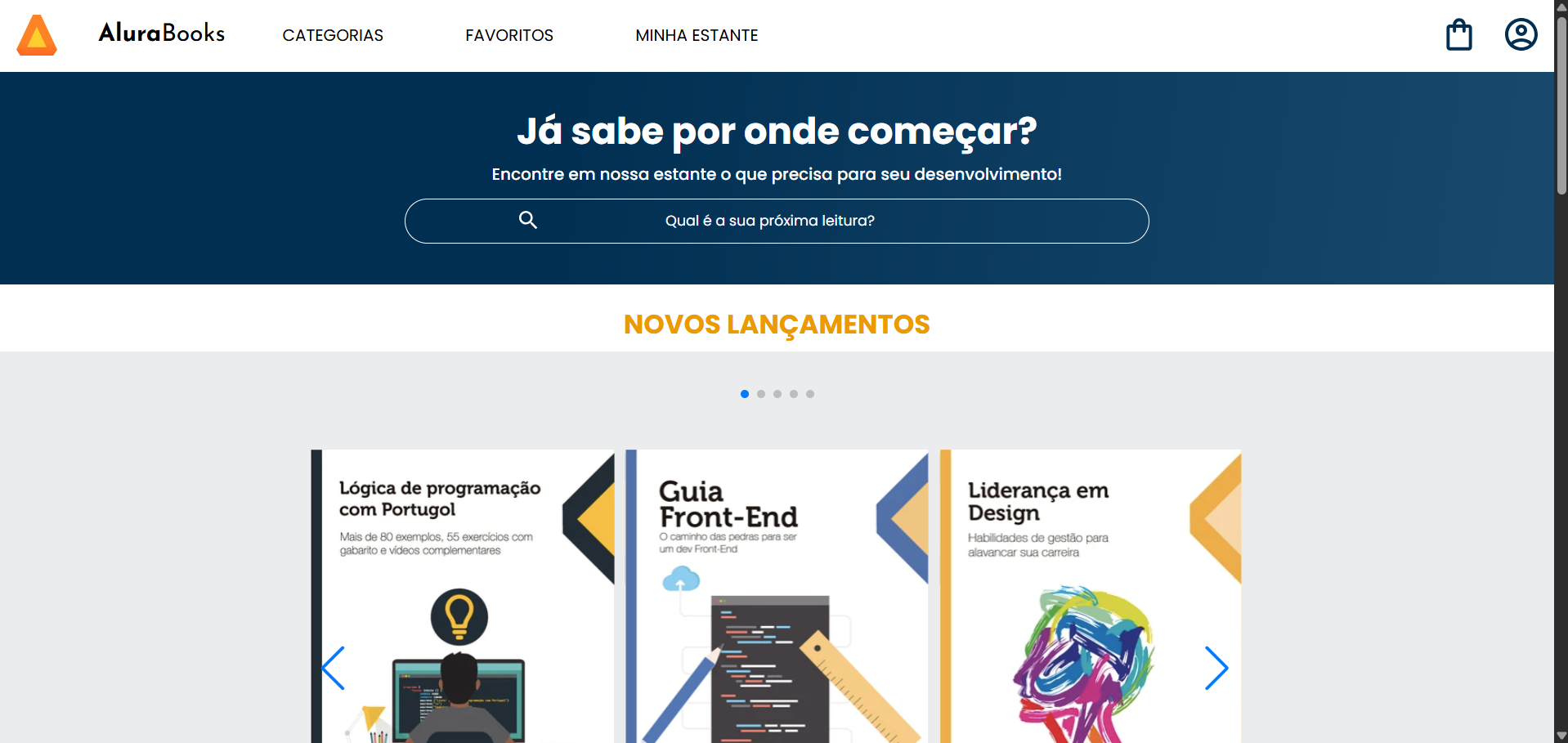 Print da lading Page Alura books Web