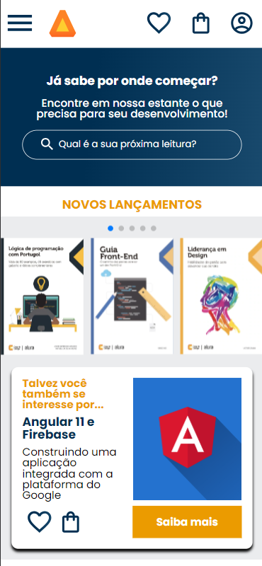 Print da lading Page Alura books mobile