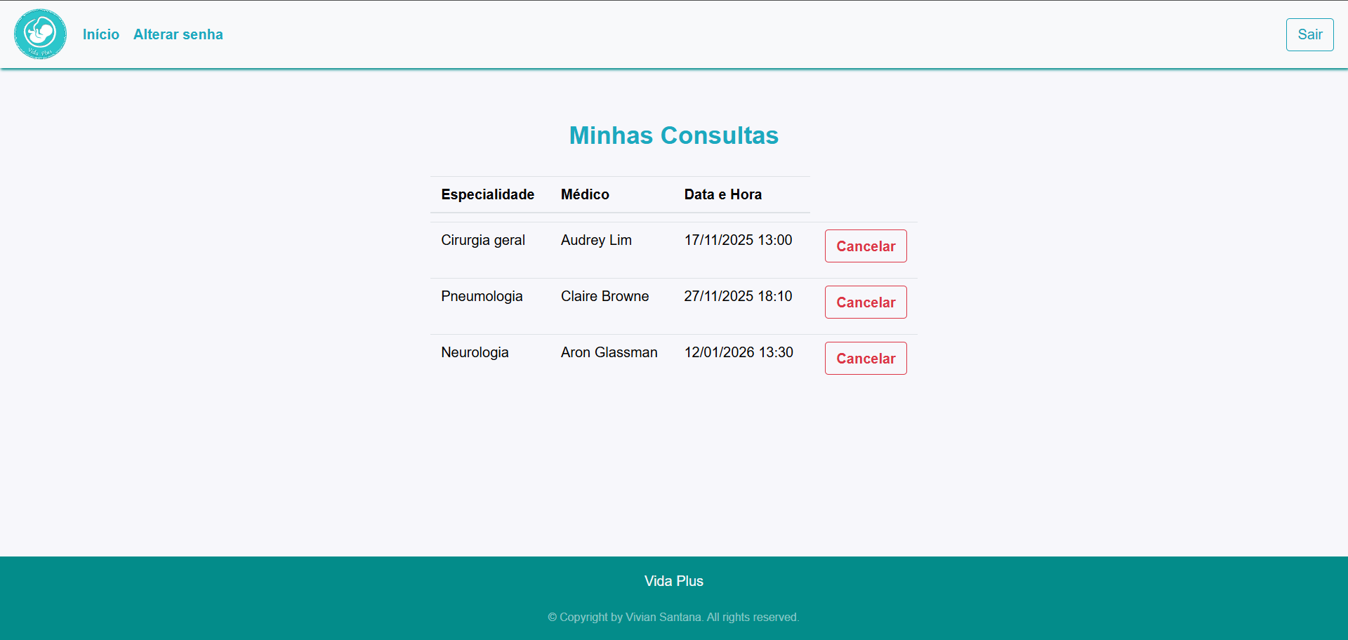 lista de consultas agendadas